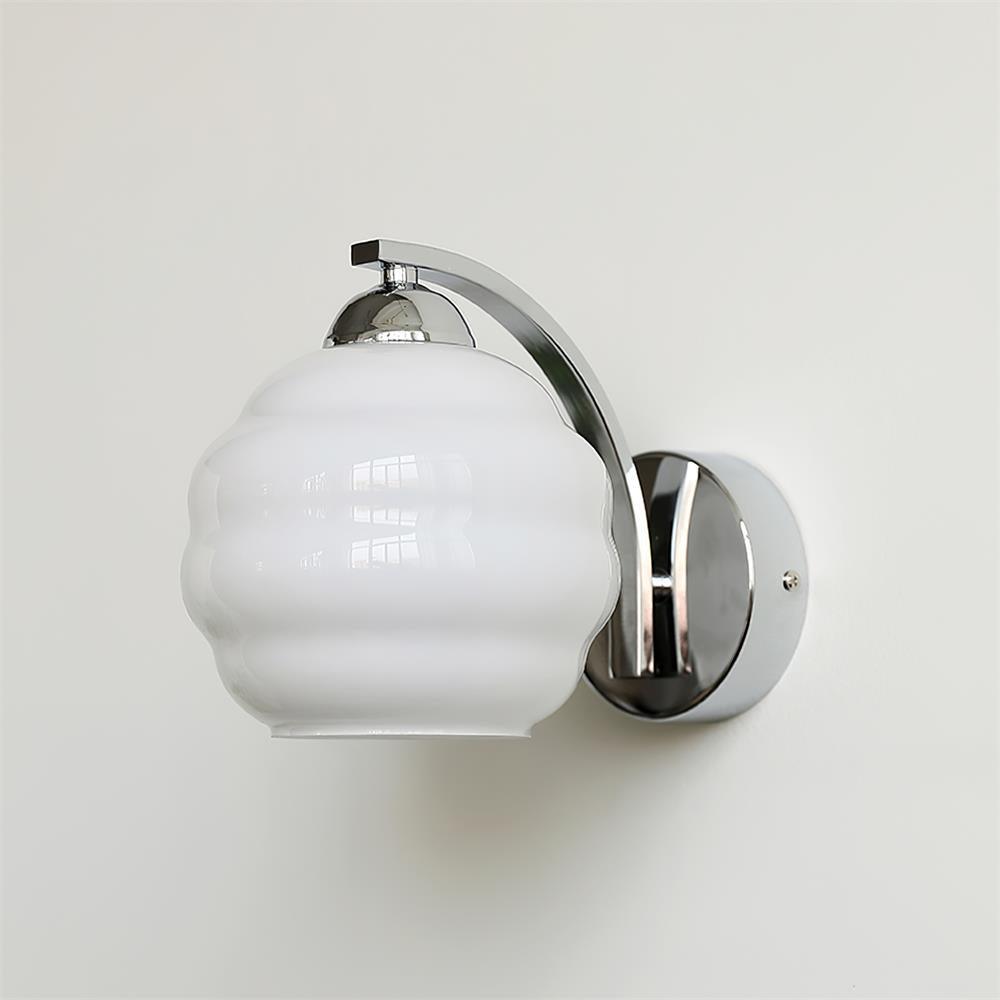 Lampe Murale Chic Rétro avec Abat-jour en Verre Opaline