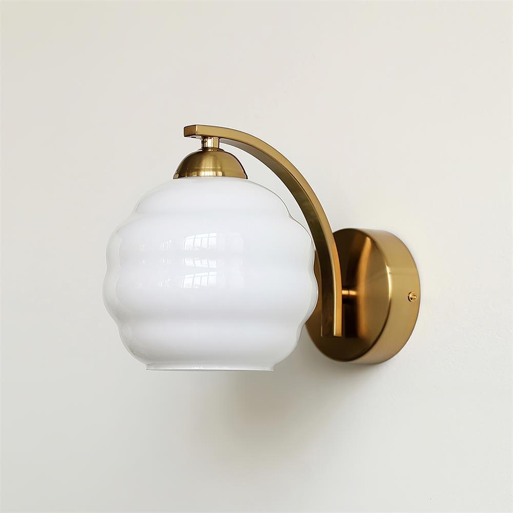 Lampe Murale Chic Rétro avec Abat-jour en Verre Opaline