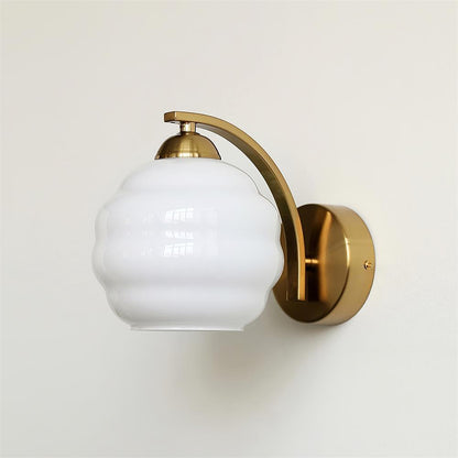 Lampe Murale Chic Rétro avec Abat-jour en Verre Opaline