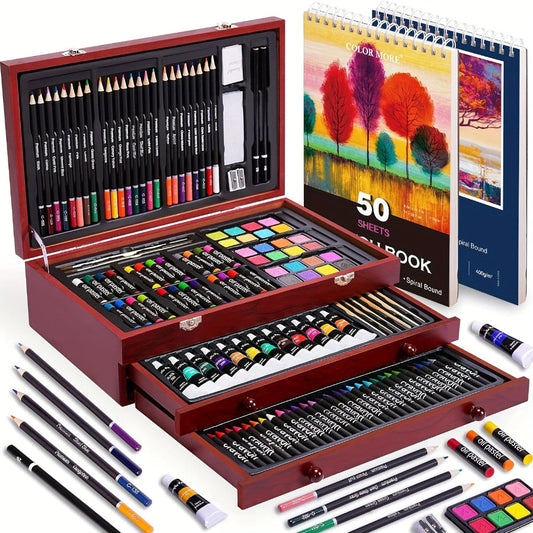 Boîte de Peinture et Dessin Professionnel en Bois pour Artiste - BlxckFR