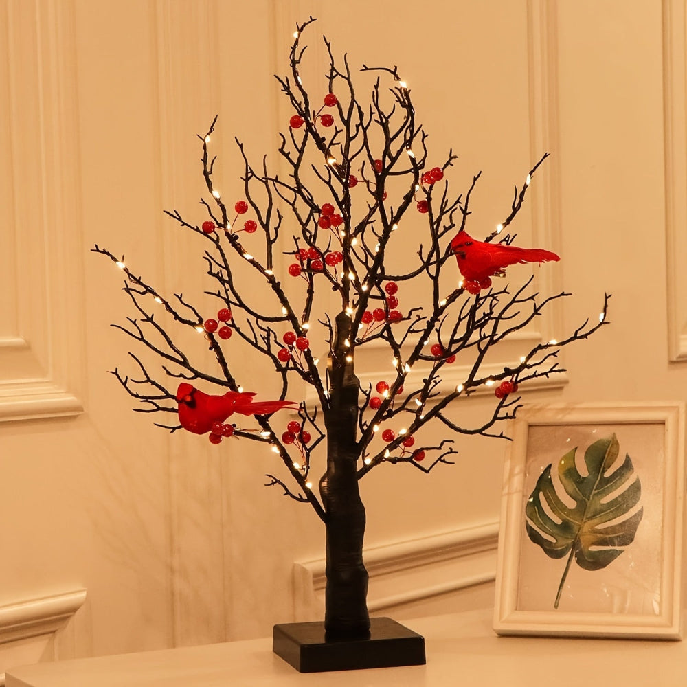Arbre de Noël Artificiel Lumineux Rouge avec Cardinals - BlxckFR