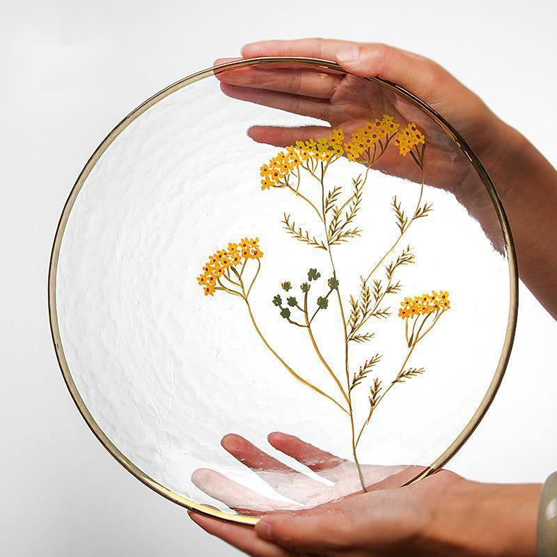 Assiette Décorative Motif Floral Céramique Bord Relevé - Foivo