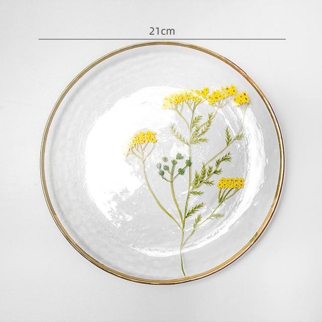Assiette Décorative Florale Royale avec Bord Doré 6