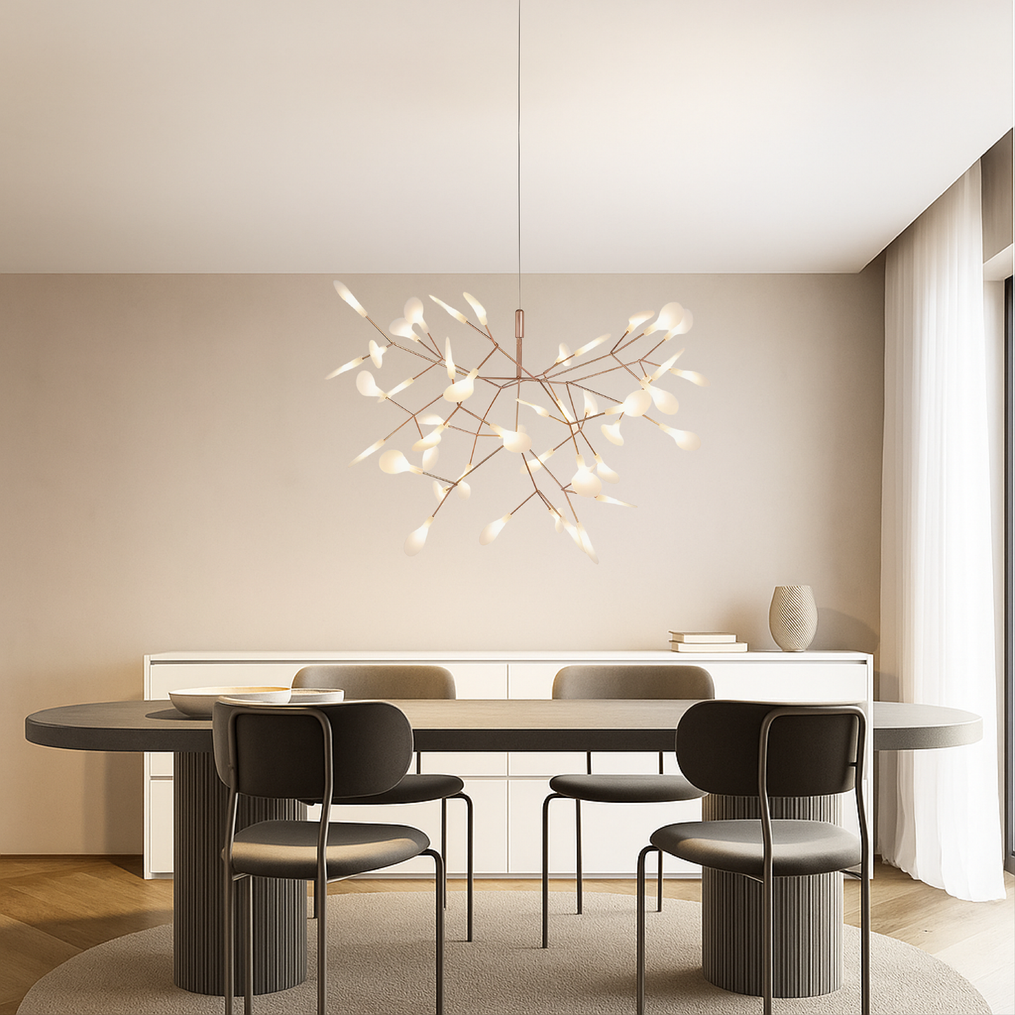 Lumière Suspendue LED Rose Or Élégante