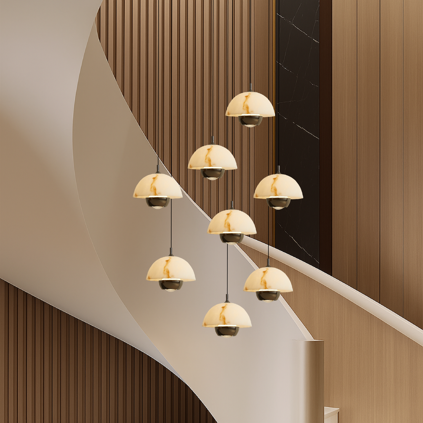 Lustre Design 8 Bras en Verre pour Hall d'Entrée - Foivo