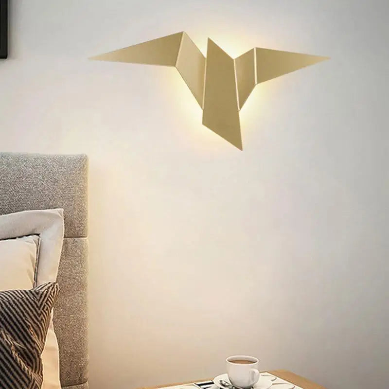 Lampe Murale LED Élégante Oiseau Noir et Doré