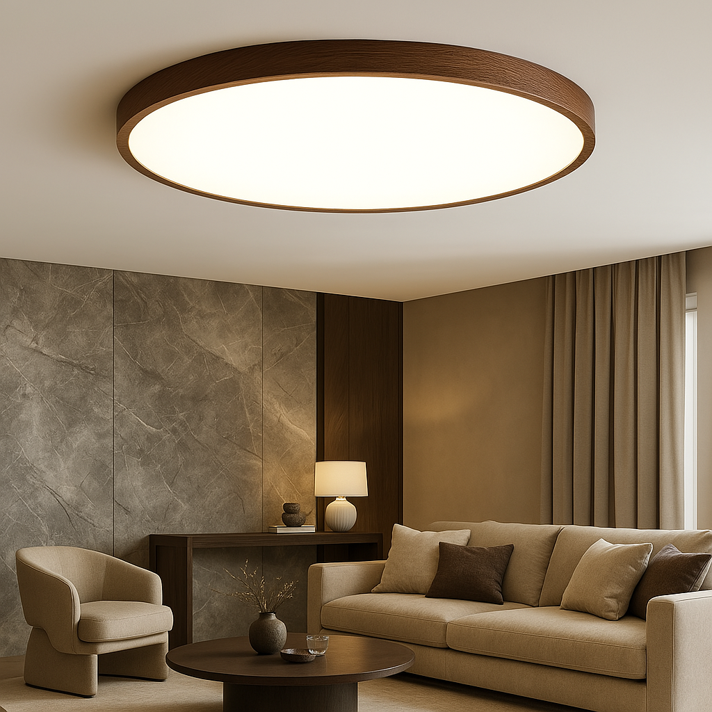 Lampe Plafond Moderne en Bois Noir Élégant - Foivo