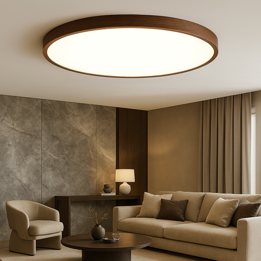 Lampe Plafond Moderne en Bois Noir Élégant - Foivo