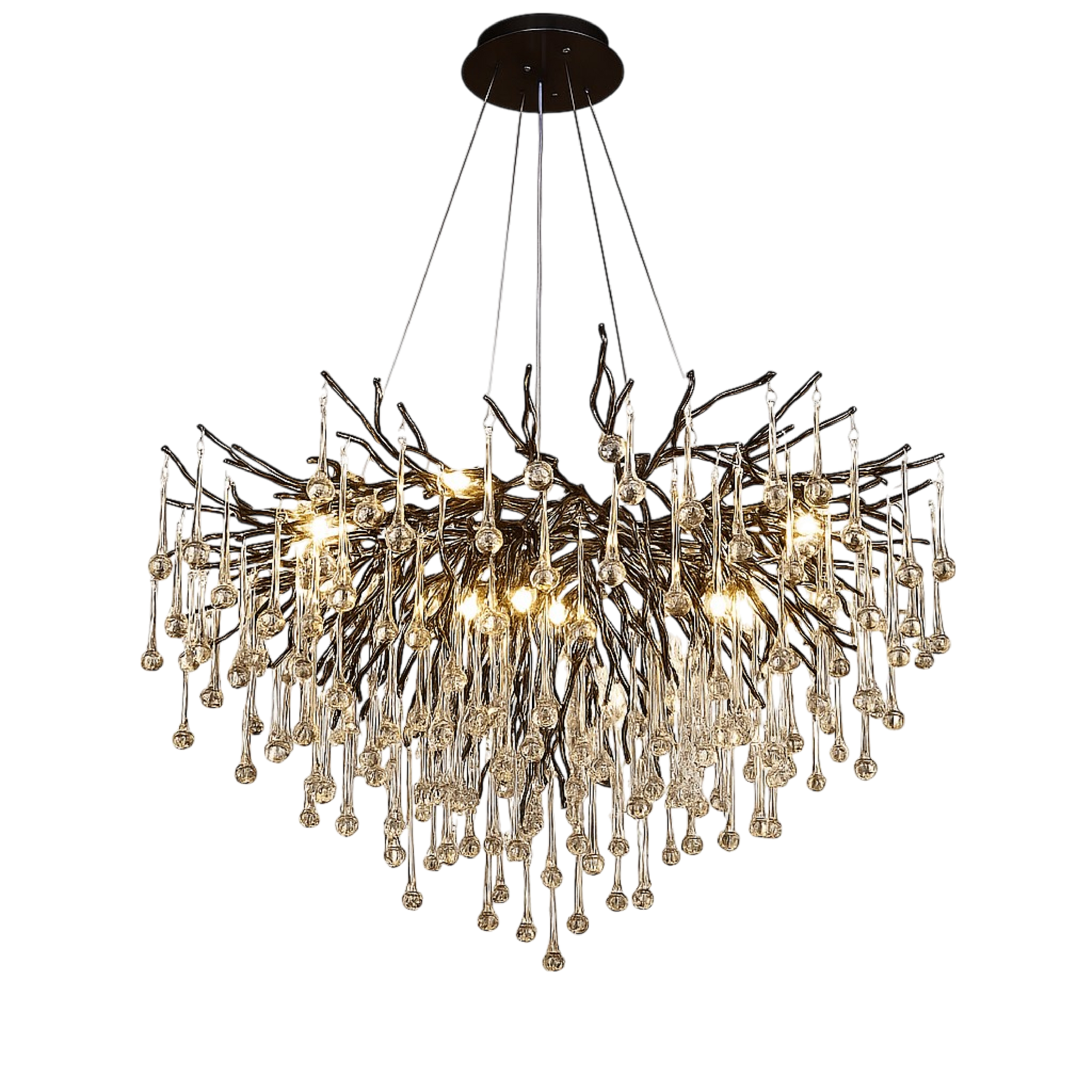 Lustre Cristal Noir Élégant - Foivo