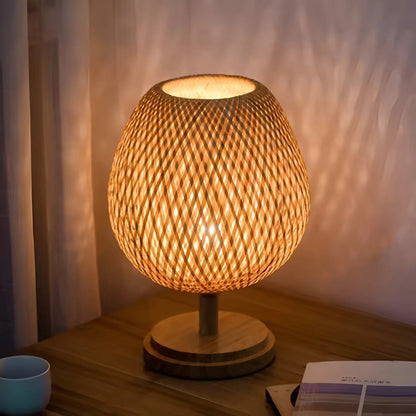 Lampe de Table en Rotin Chaleureuse et Élégante - blxckfr