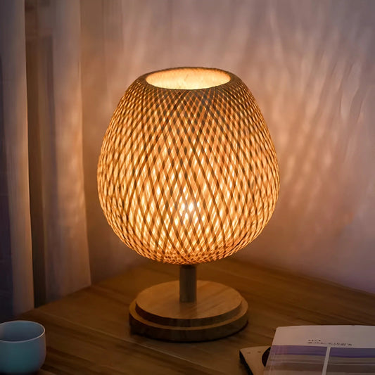 Lampe de Table en Rotin Chaleureuse et Élégante - blxckfr