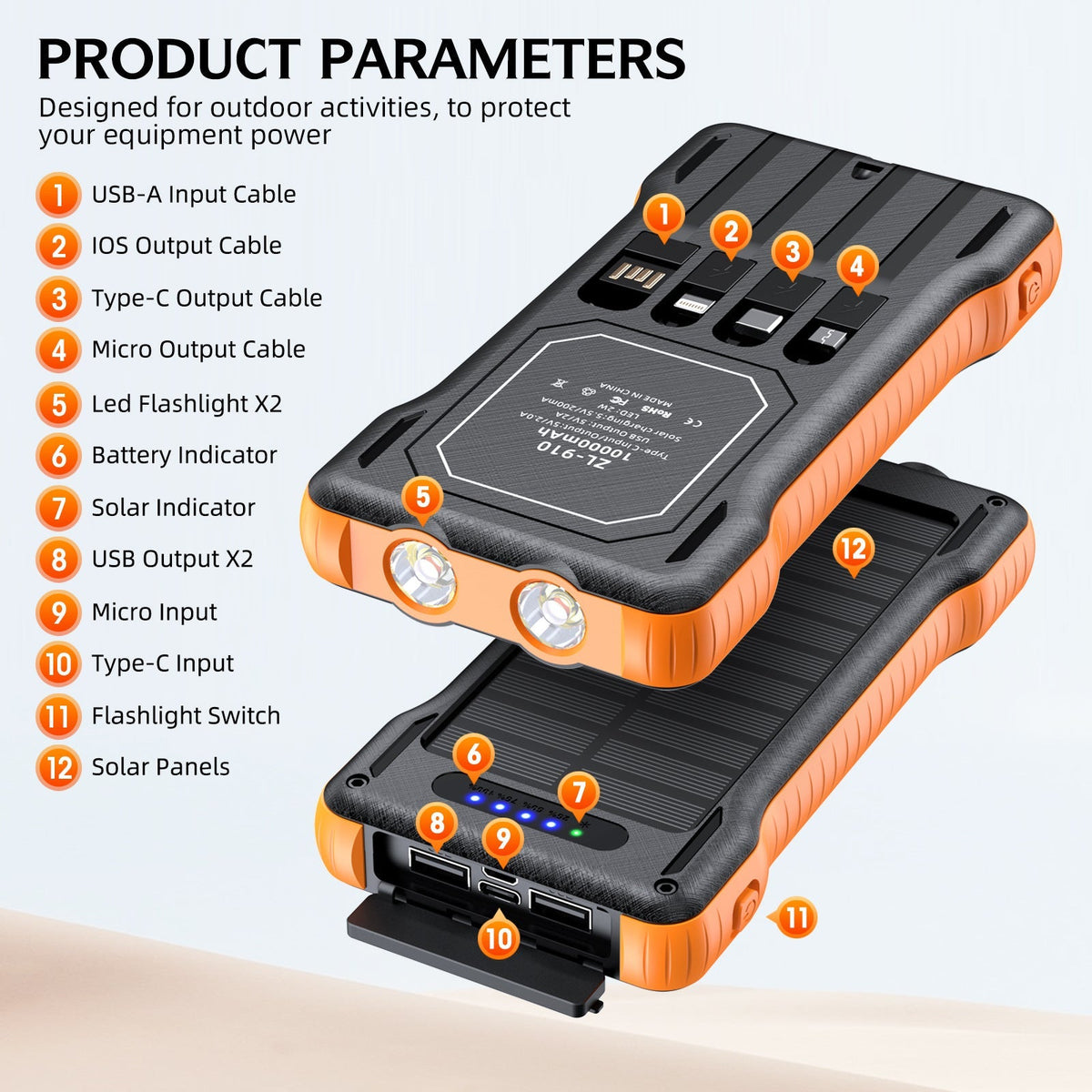 Banque d'énergie solaire portable multifonction pour hommes et femmes 4