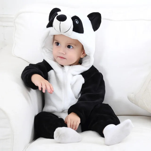 Barboteuse Bébé Coton Motifs Animaux Manches Longues - Foivo