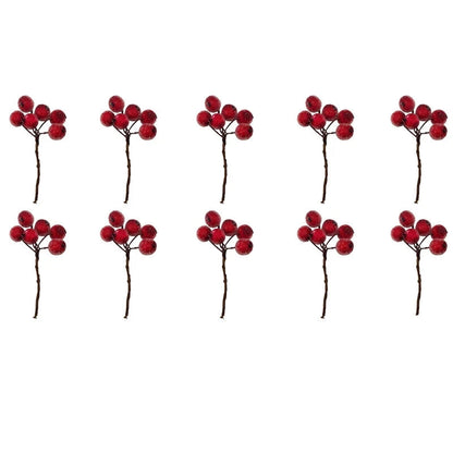 Bouquet de Noël Élégant | Décoration Florale de Cerises Artificielles - Foivo