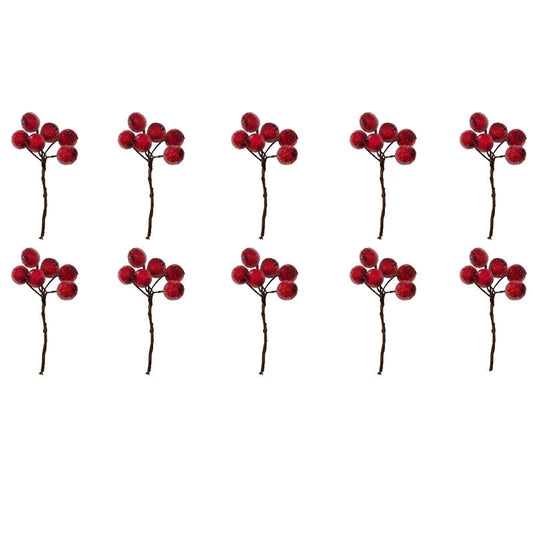 Bouquet de Noël Élégant | Décoration Florale de Cerises Artificielles - Foivo