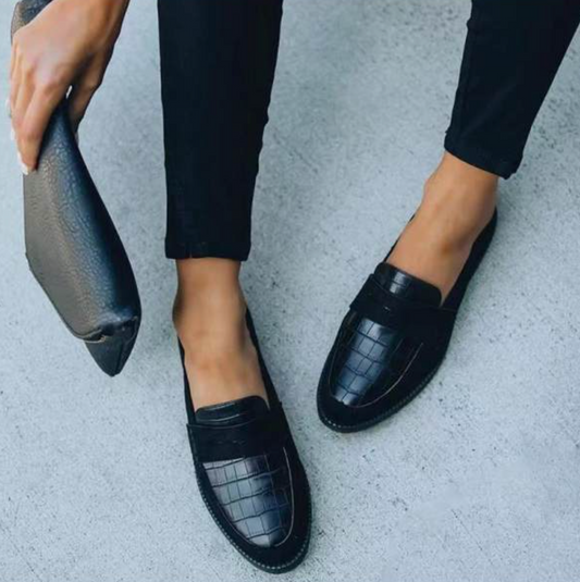 Mocassins Femmes Noir Brillant Pointu - BlxckFR