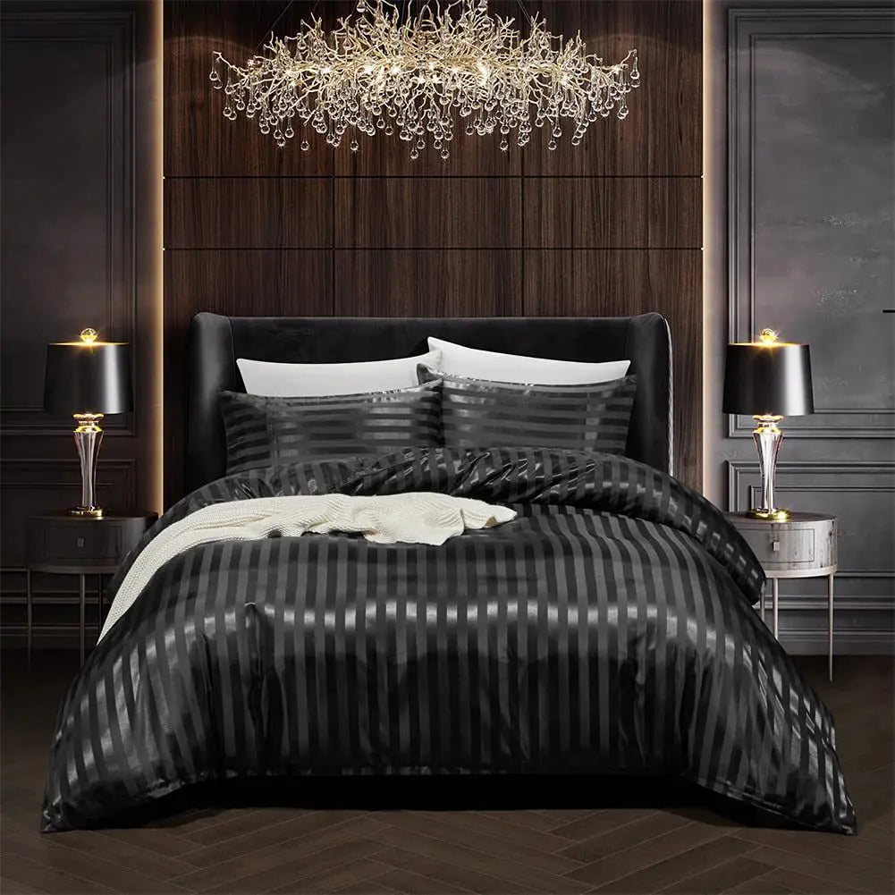 Draps de Lit en Soie Noire Élégants