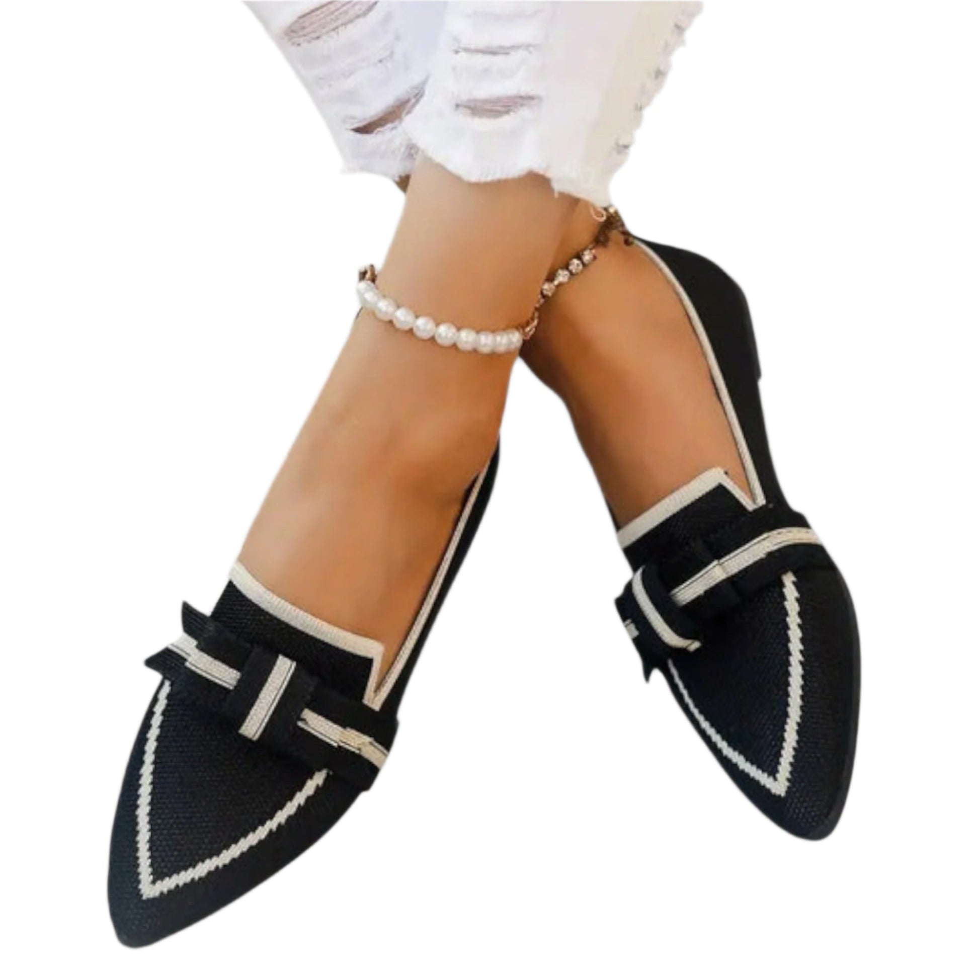 Chaussures Féminines à Bout Pointu avec Nœud Élégant - BlxckFR