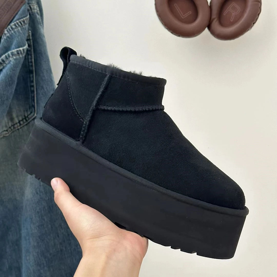 Bottines Femmes Mini Chaussures à Talon Fourrure Douillettes - Foivo