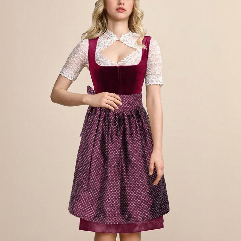 Robe Folklorique Noire Fleurs pour Oktoberfest - Foivo