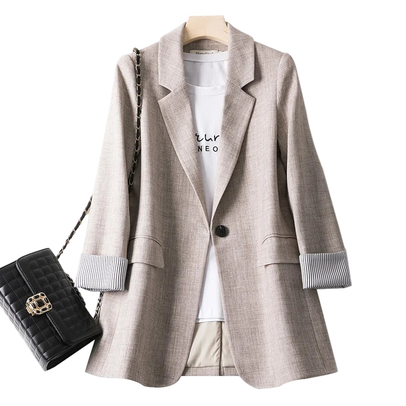Blazer Femme Manches Longues Coupe Décontractée - Foivo