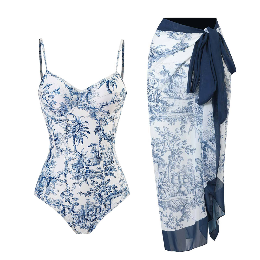 Maillot de Bain Élégant Exotique avec Écharpe Colorée - Foivo