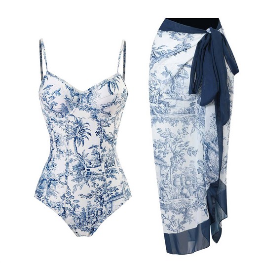 Maillot de Bain Élégant Exotique avec Écharpe Colorée - Foivo