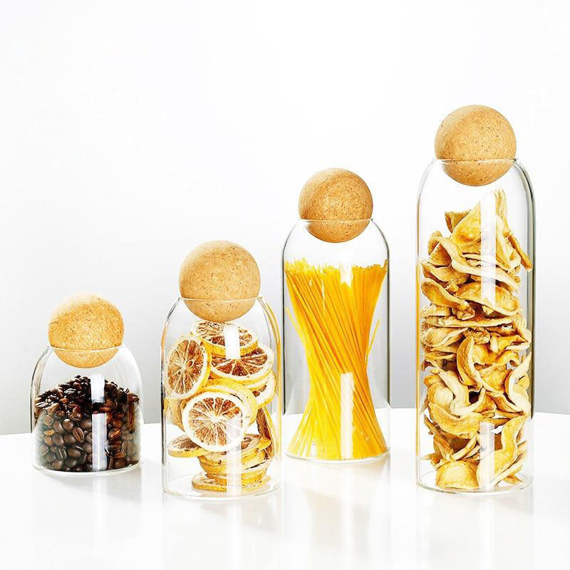 Bocaux Conservation Verre avec Couvercle en Liège pour Épices et Aliments 8