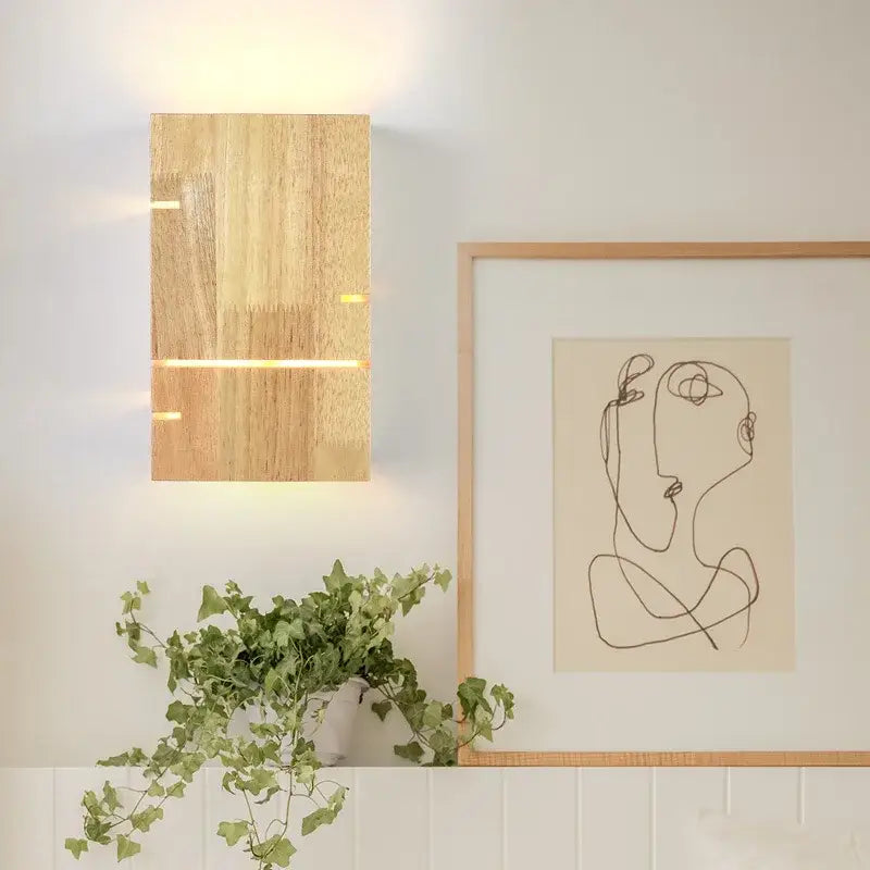 Lampe Murale LED Bois Clair Élégante avec Éclairage Variable