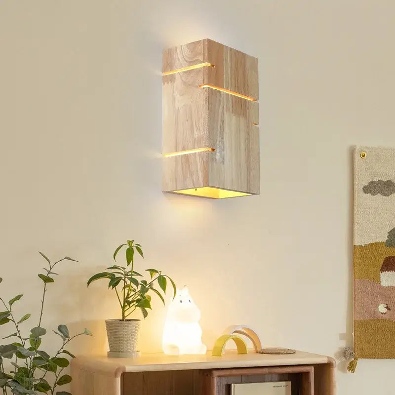 Lampe Murale LED Bois Clair Élégante avec Éclairage Variable - blxckfr