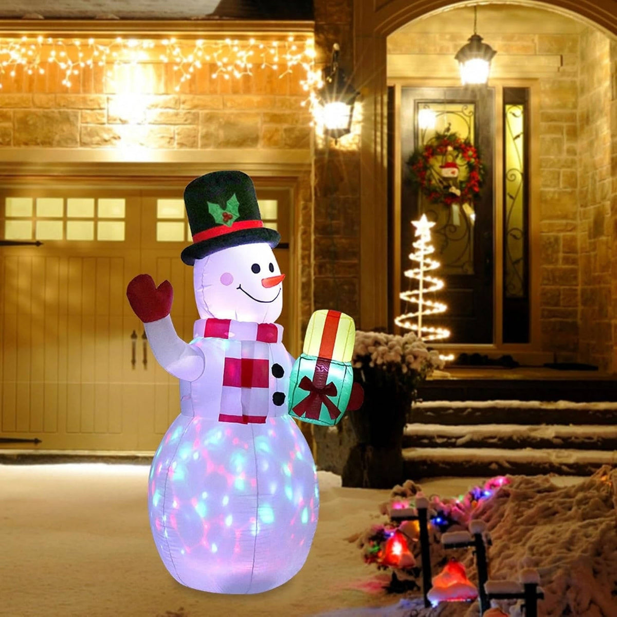 Décoration Gonflable Noël LED Bonhomme de Neige Lumineux