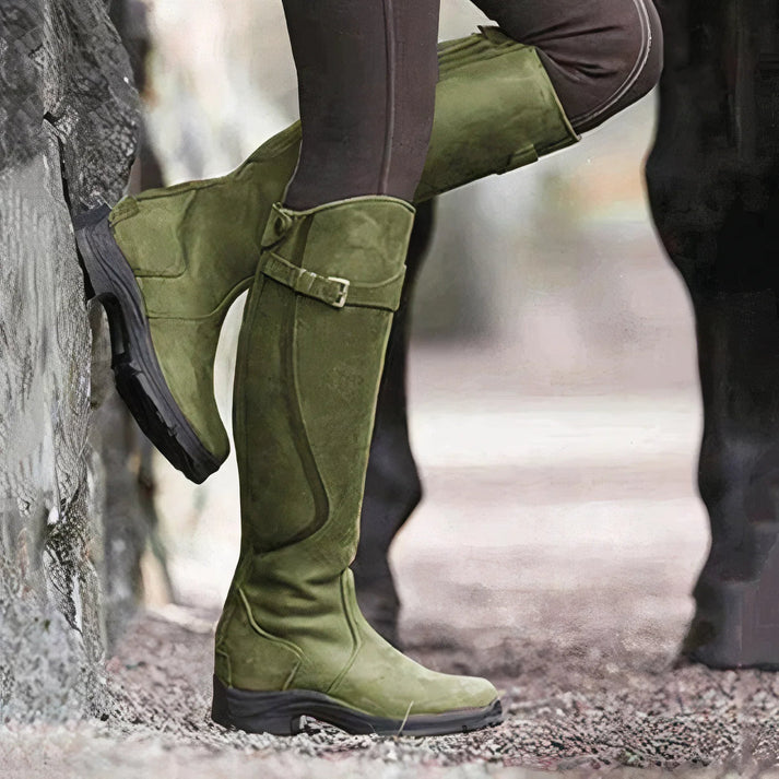 Bottes d’équitation hautes, pour cavalière et activités équestres-vêtement-Vert-36-Oslo France
