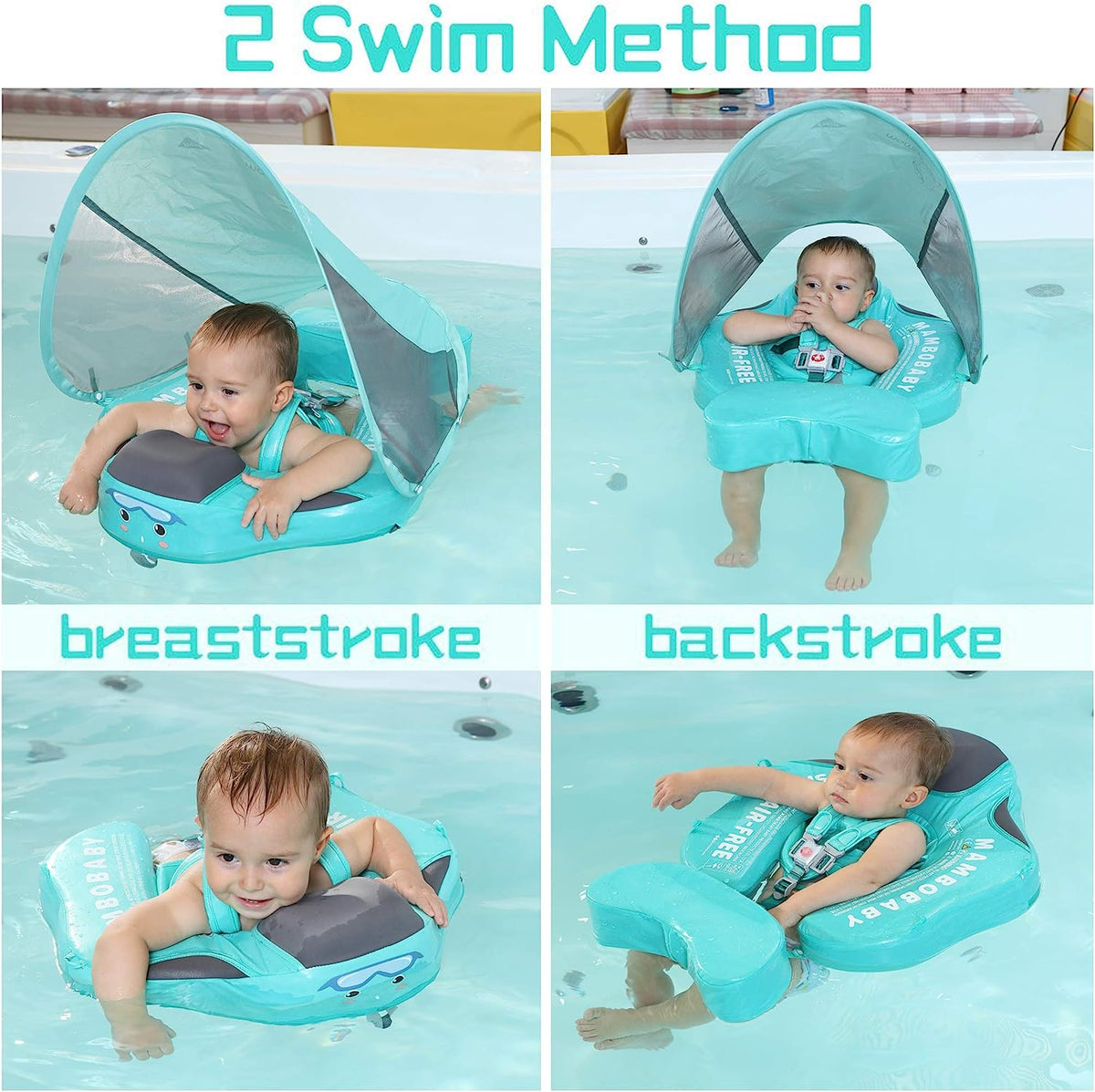 Bouée d'apprentissage de la natation pour bébé, protection à 360°, réglable, en plastique sûr pour les enfants de 3 à 24 mois 6