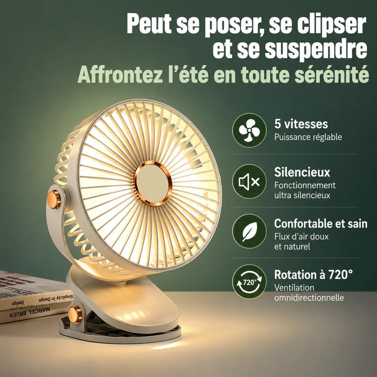 Ventilateur Portable Rechargeable Batterie 8000mAh Vitesses Variables