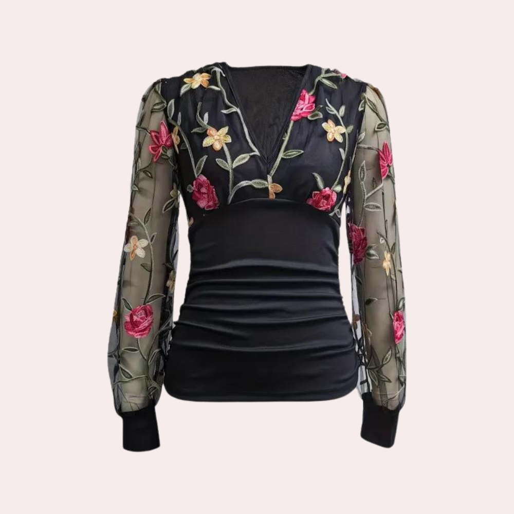 Robe Chic en Coton Noir Fleuri - Foivo