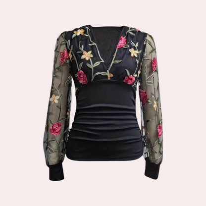 Robe Chic en Coton Noir Fleuri - Foivo