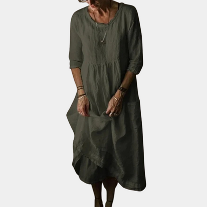 Robe Classique Au Genou en Coton Doux