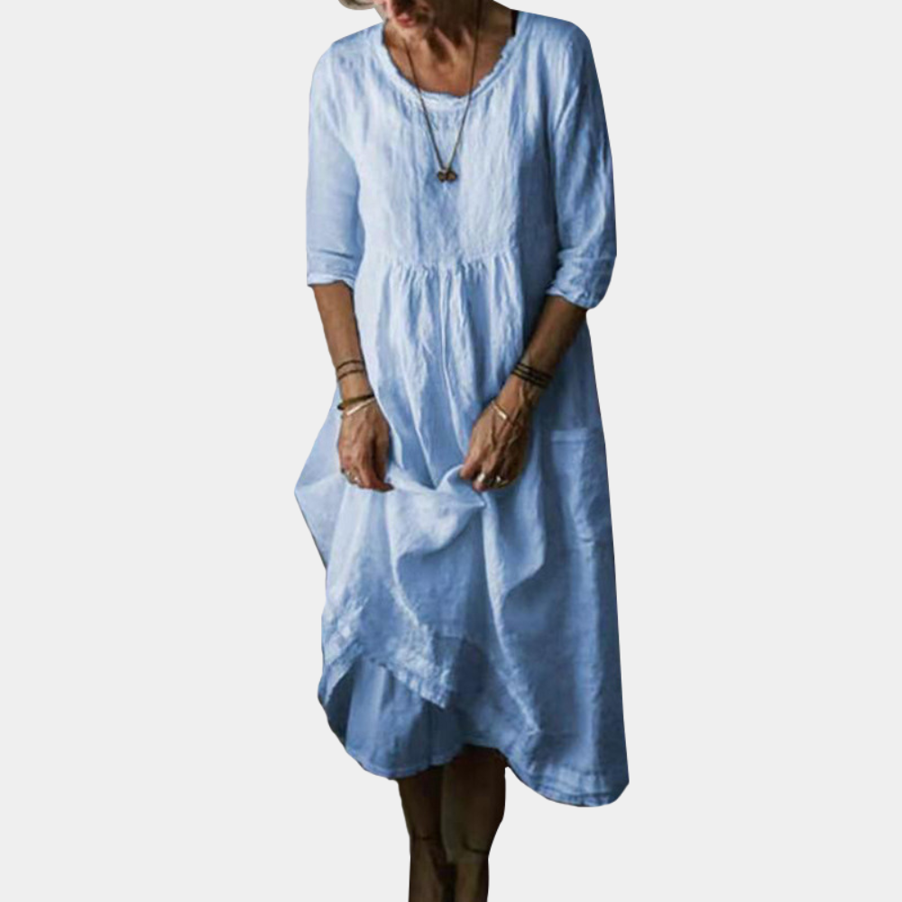 Robe Classique Au Genou en Coton Doux