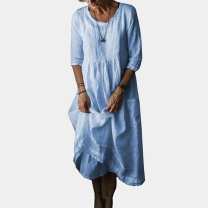 Robe Classique Au Genou en Coton Doux