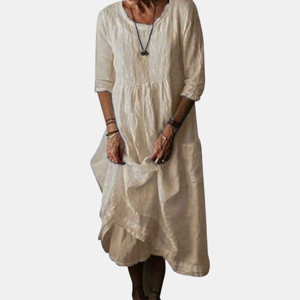 Robe Classique Au Genou en Coton Doux