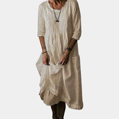 Robe Classique Au Genou en Coton Doux