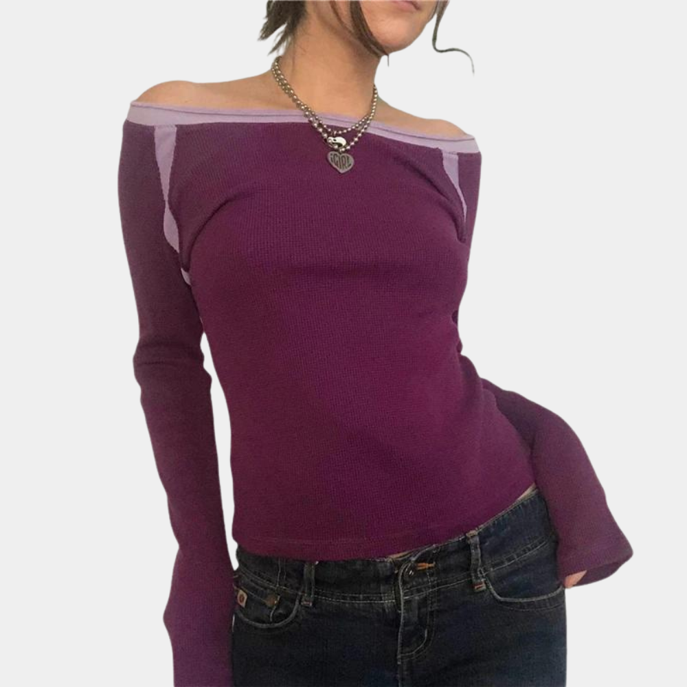 Robe Épaule Libre Élégante Pourpre - Foivo