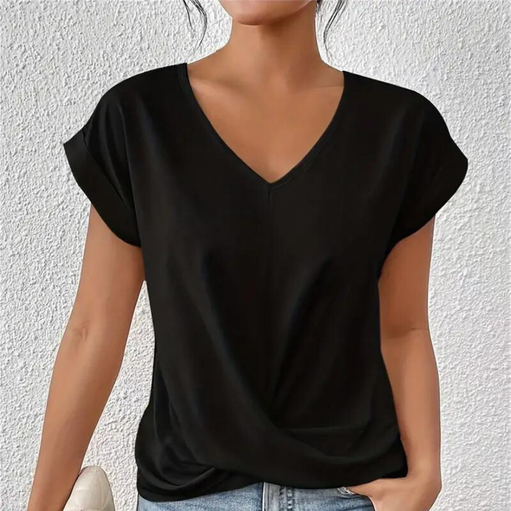 Chemise Féminine Col V Douce en Coton