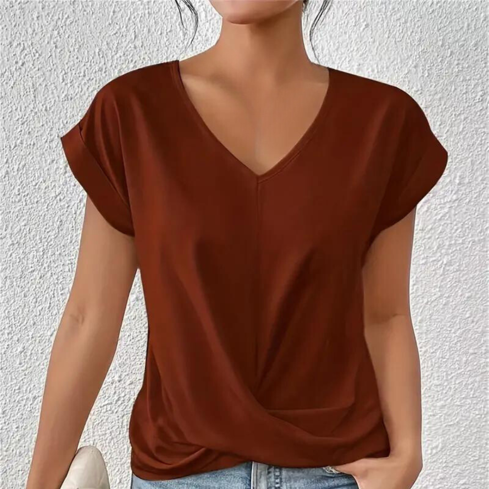 Chemise Féminine Col V Douce en Coton