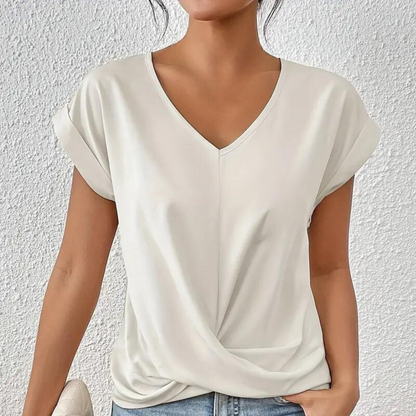 Chemise Féminine Col V Douce en Coton