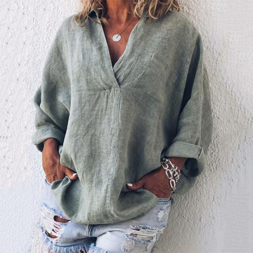 Blouse Décontractée Grande Taille pour Femme en Polyester