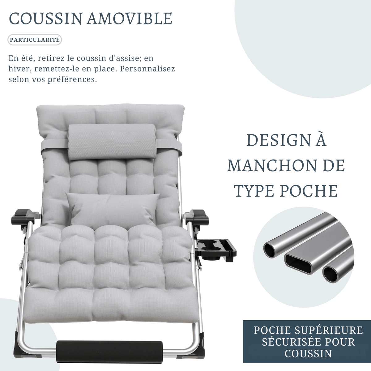 Chaise Zéro Gravité Surdimensionnée Confort Ergonomique Unisexe