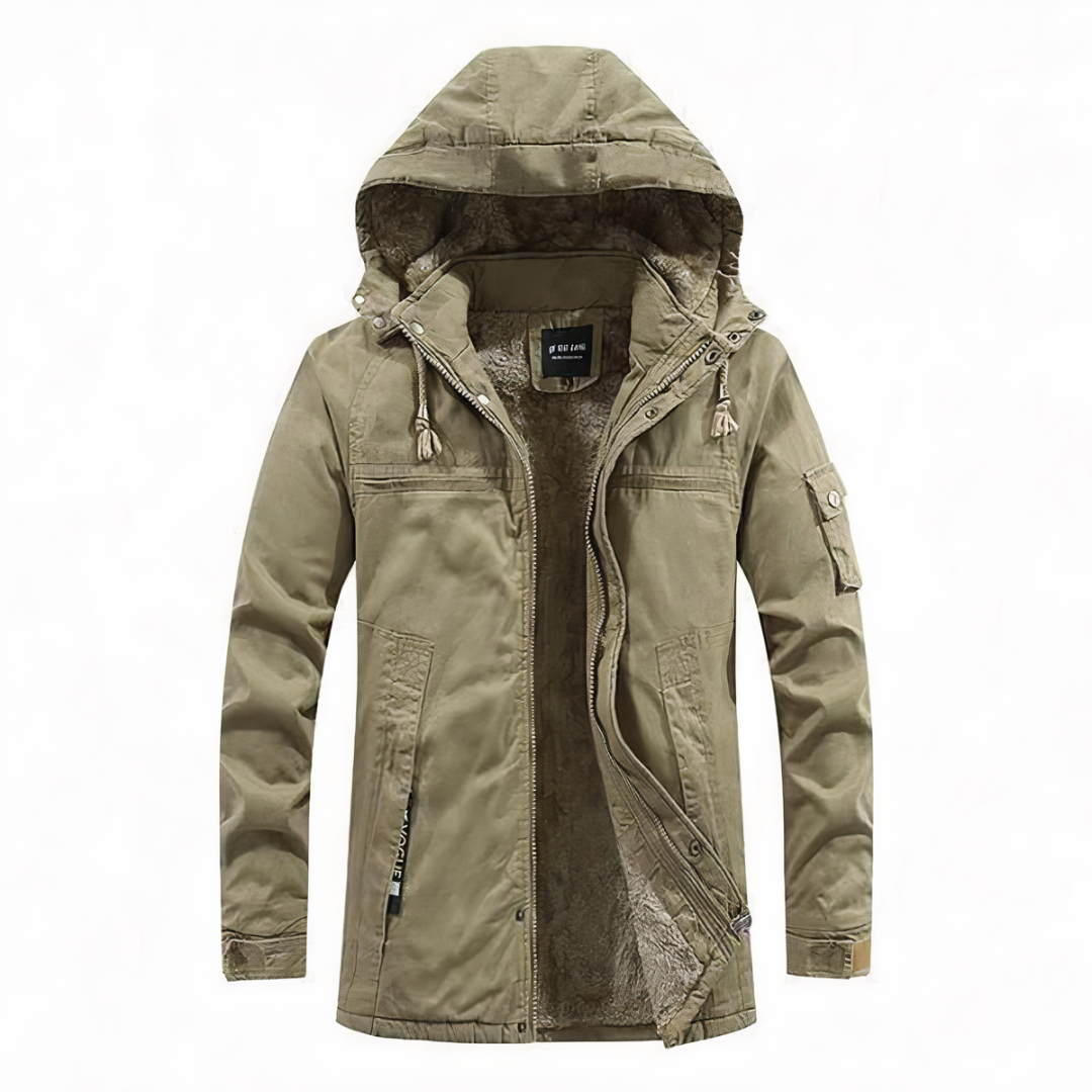 Veste Hiver Cuir Homme à Capuche Adjustable