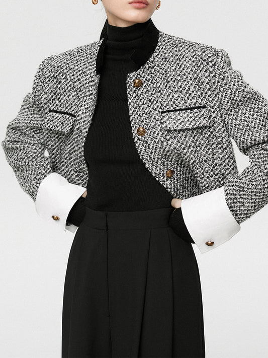 Candice | Tweed Boucle Cropped Blazer - Foivo