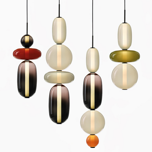 Lampe Suspendue Verre Transparent – Luminaire LED Élégant Coloré - Foivo